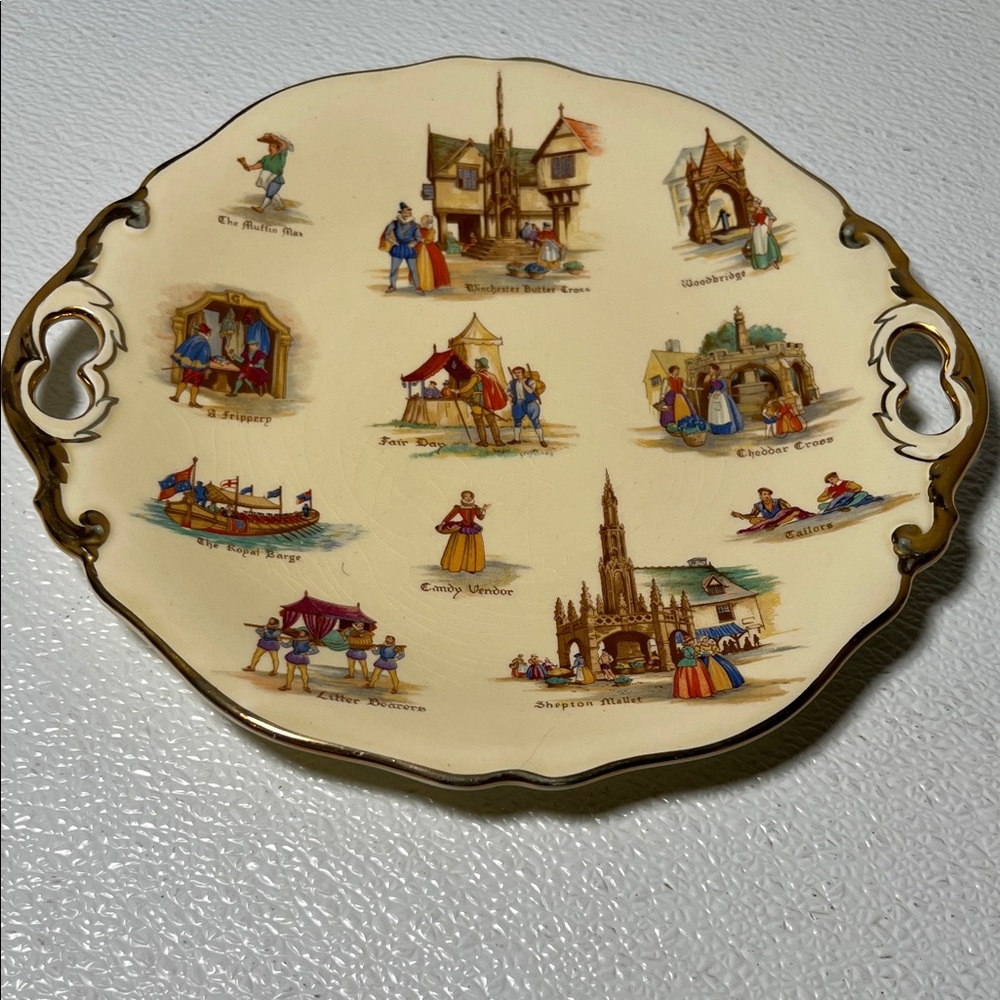 Vintage Royal Winton Grimwades "Old English markets" Cake Plate